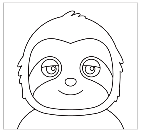 Cartoon Sloth Selfie Coloring Page